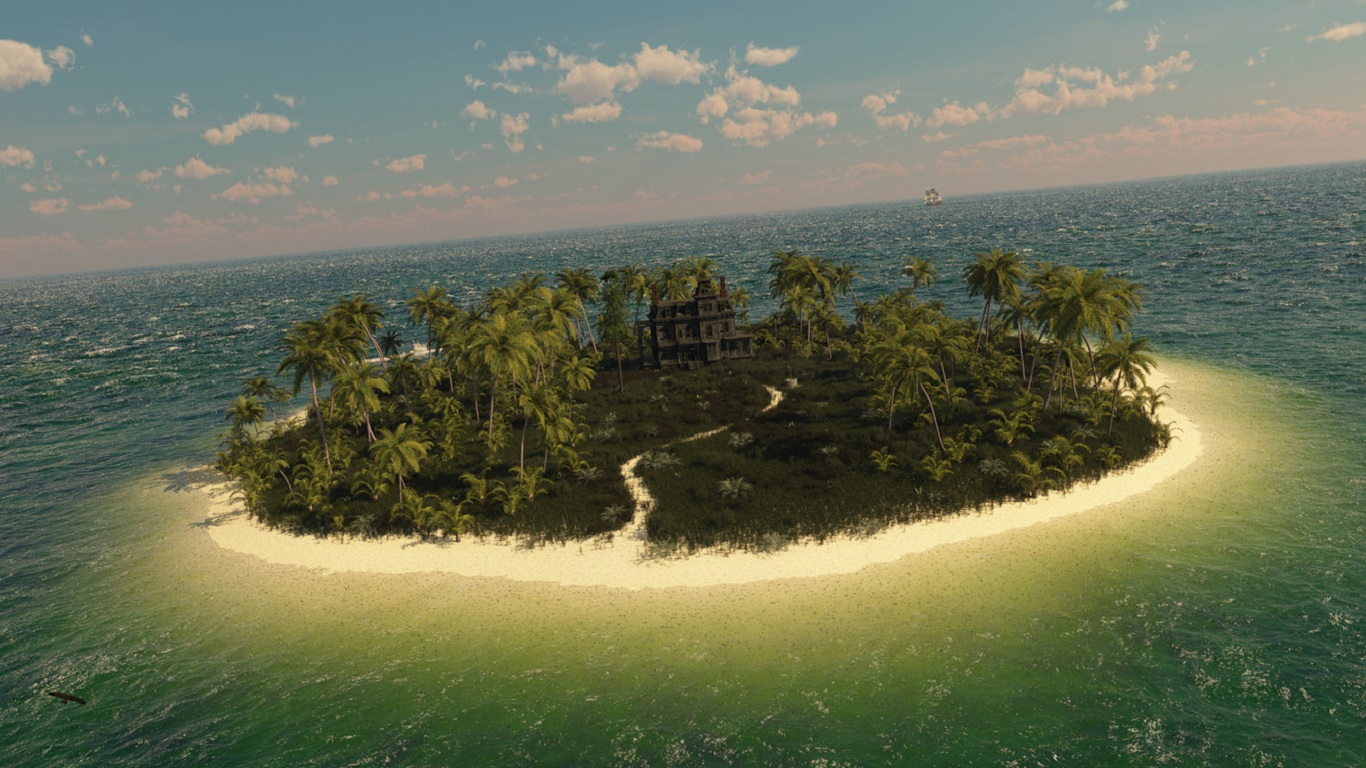Okyanusun Ortasındaki Küçük Ada Hd Wallpaper - Islet , HD Wallpaper & Backgrounds