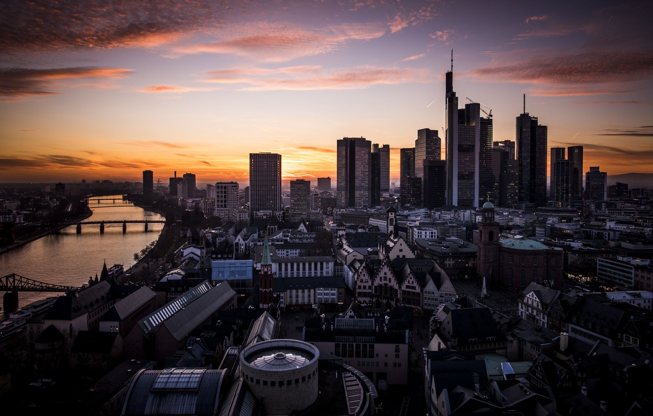 Photo Wallpaper Sunset, The Evening, Germany, Frankfurt - Frankfurt Am Main , HD Wallpaper & Backgrounds