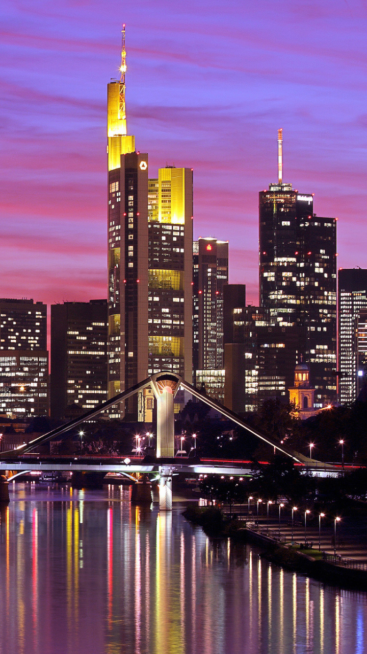 Building, Night, Metropolis, Frankfurt Germany, Metropolitan - Frankfurt De Noche Fondo De Pantalla , HD Wallpaper & Backgrounds