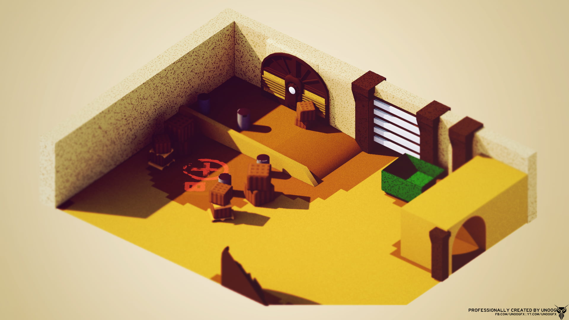 Game Location Illustration, Low Poly, Isometric, Counter-strike - Low Poly Counter Strike , HD Wallpaper & Backgrounds