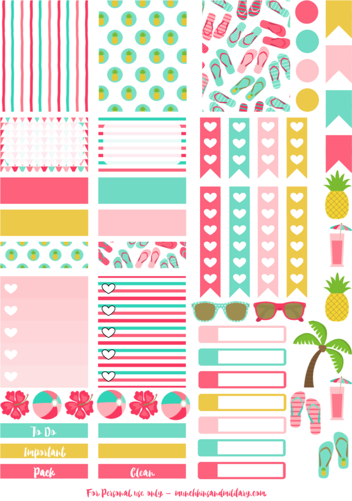 beach printable planner stickers erin condren sunset beach