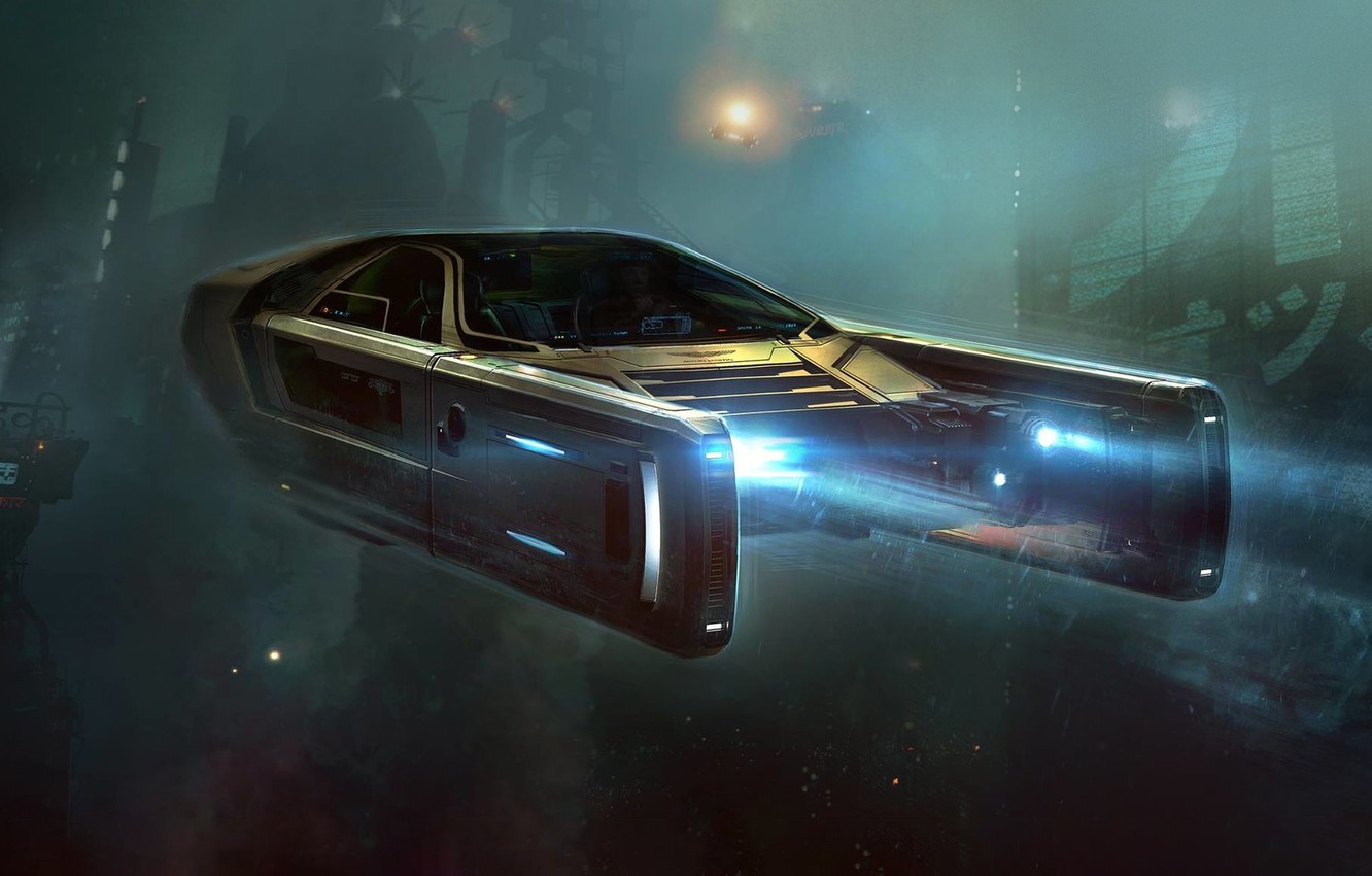 Photo Wallpaper Auto, Night, Figure, Machine, Police, - Blade Runner Car Designs , HD Wallpaper & Backgrounds
