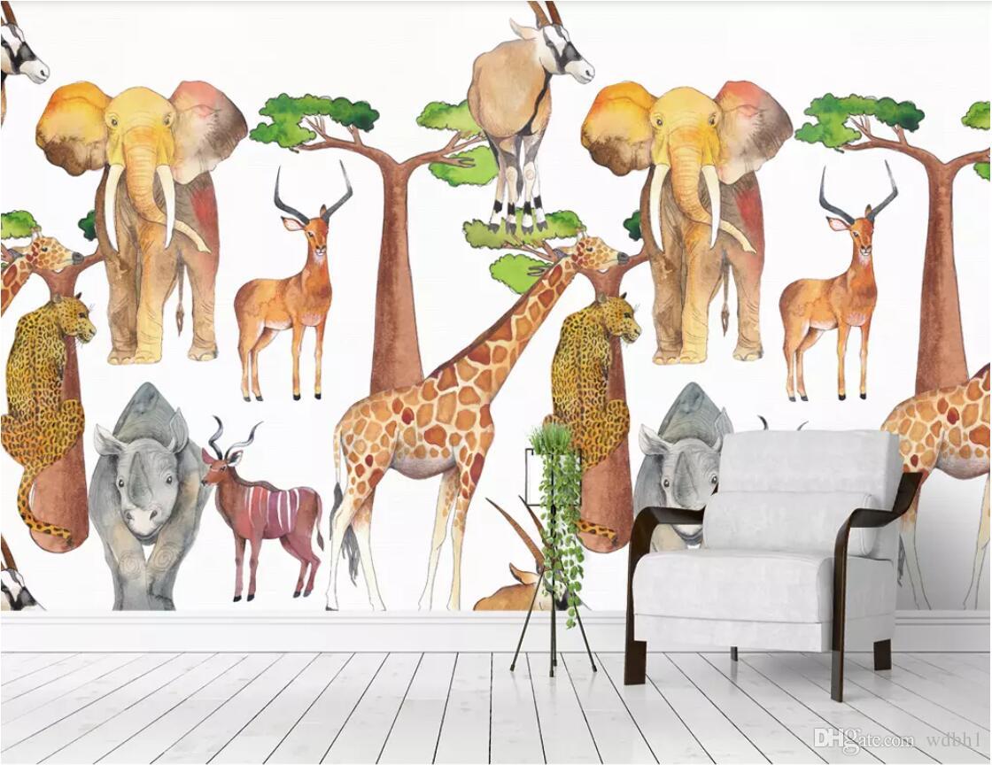 3d Wallpaper Custom Photo Murals Nordic Style Watercolor - Giraffe , HD Wallpaper & Backgrounds