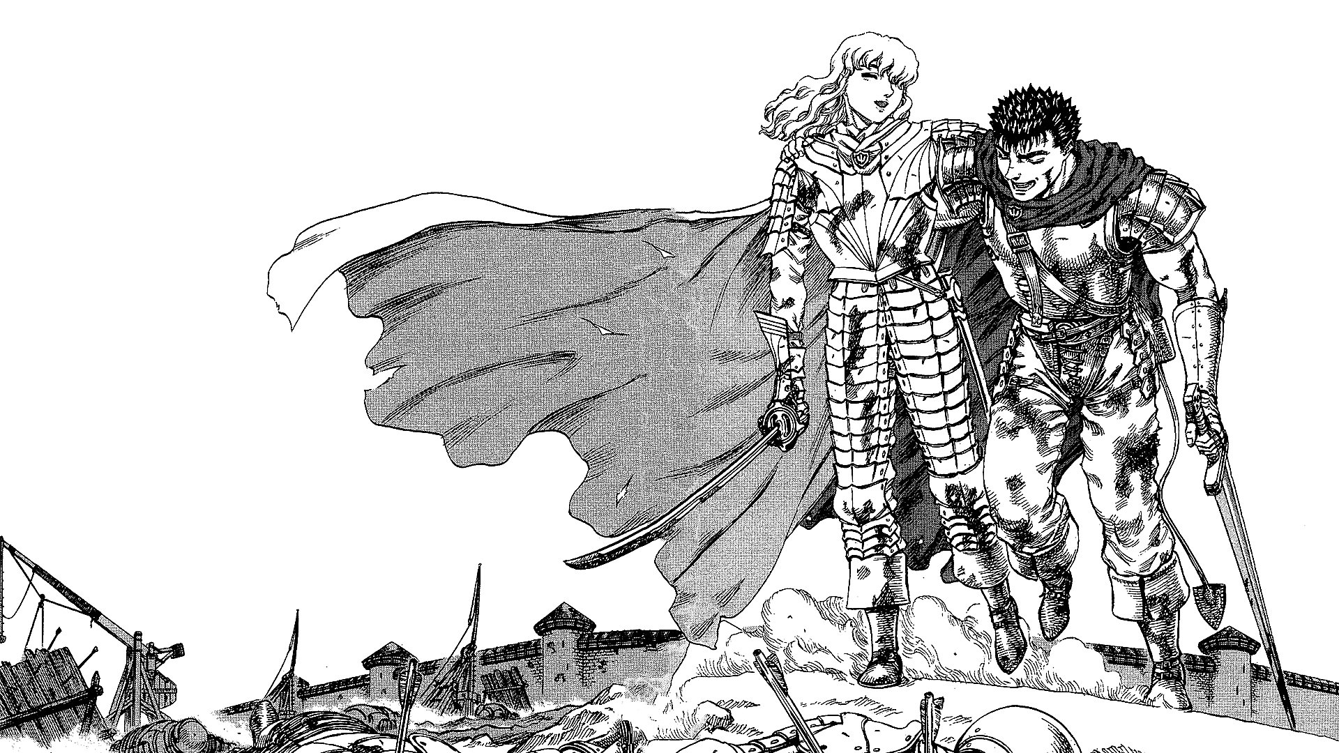 Berserk Griffith And Guts Panel , HD Wallpaper & Backgrounds