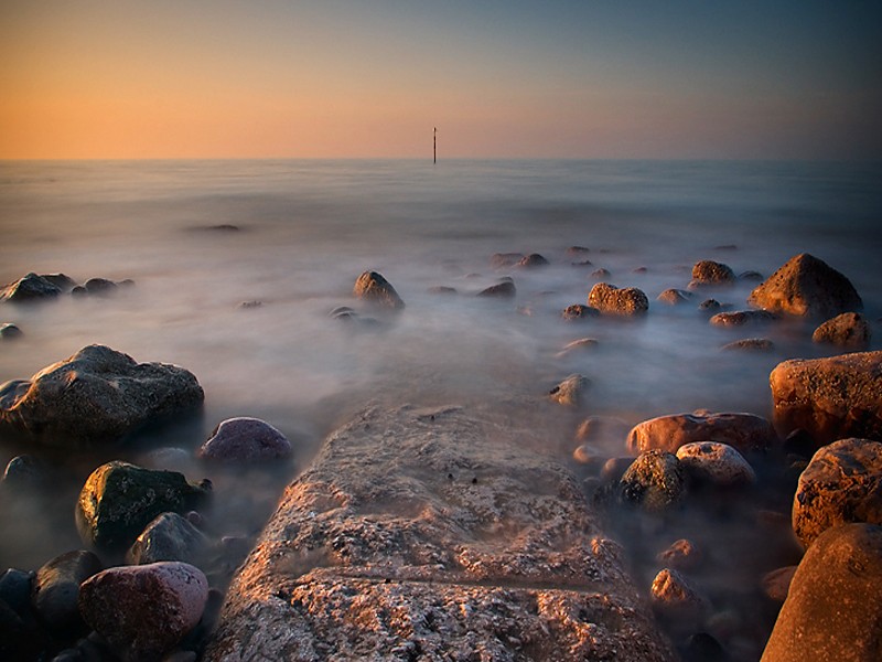 Sunrise Dawn Beach Nature Foggy Fog Sky Ocean Wales - Mystic Fog On Beach , HD Wallpaper & Backgrounds