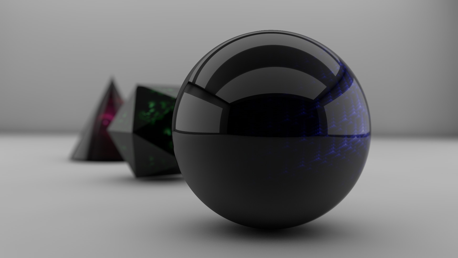 Digital Art Render Cgi Ball Sphere 3d Black Simple - Black Ball Reflection , HD Wallpaper & Backgrounds