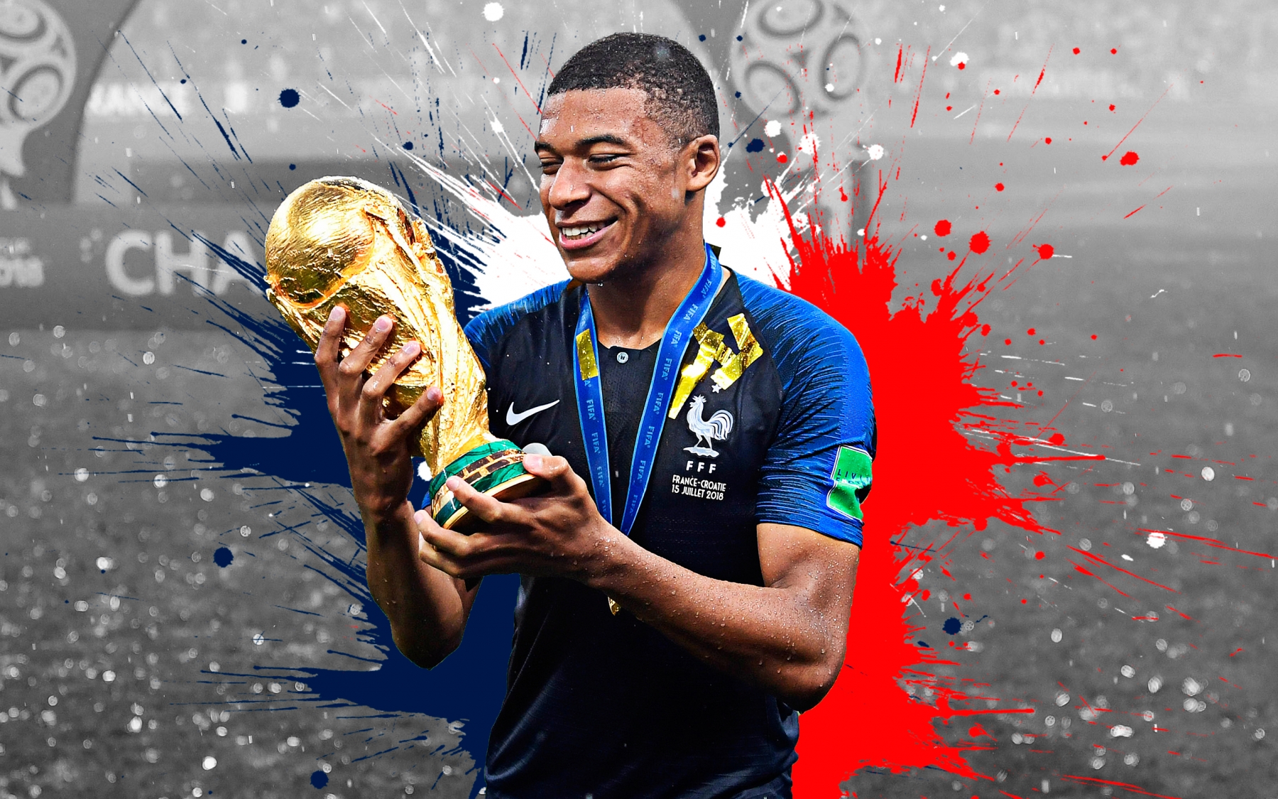 Kylian Mbappé - Mbappe World Cup Trophy , HD Wallpaper & Backgrounds