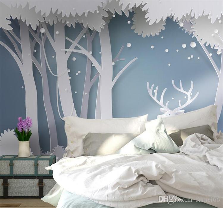 Custom Photo Wallpaper Nordic Simple 3d Forest Elk - Tapete Wald Kinderzimmer , HD Wallpaper & Backgrounds