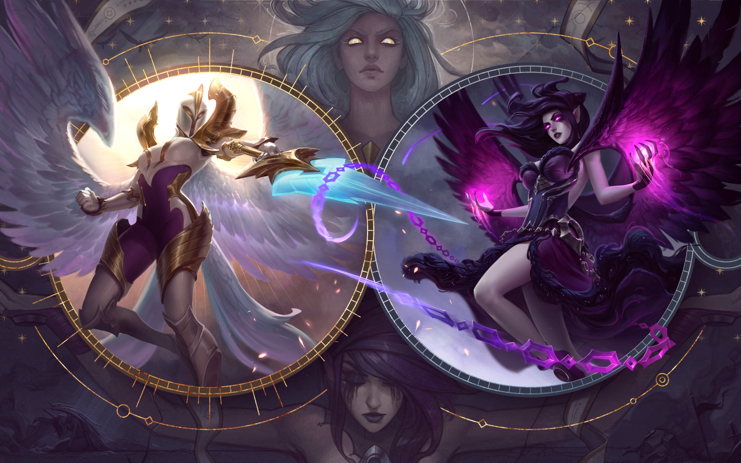 Wallpaper Of Kayle, League Of Legends, Morgana, Art, - League Of Legends Kayle And Morgana Rework , HD Wallpaper & Backgrounds