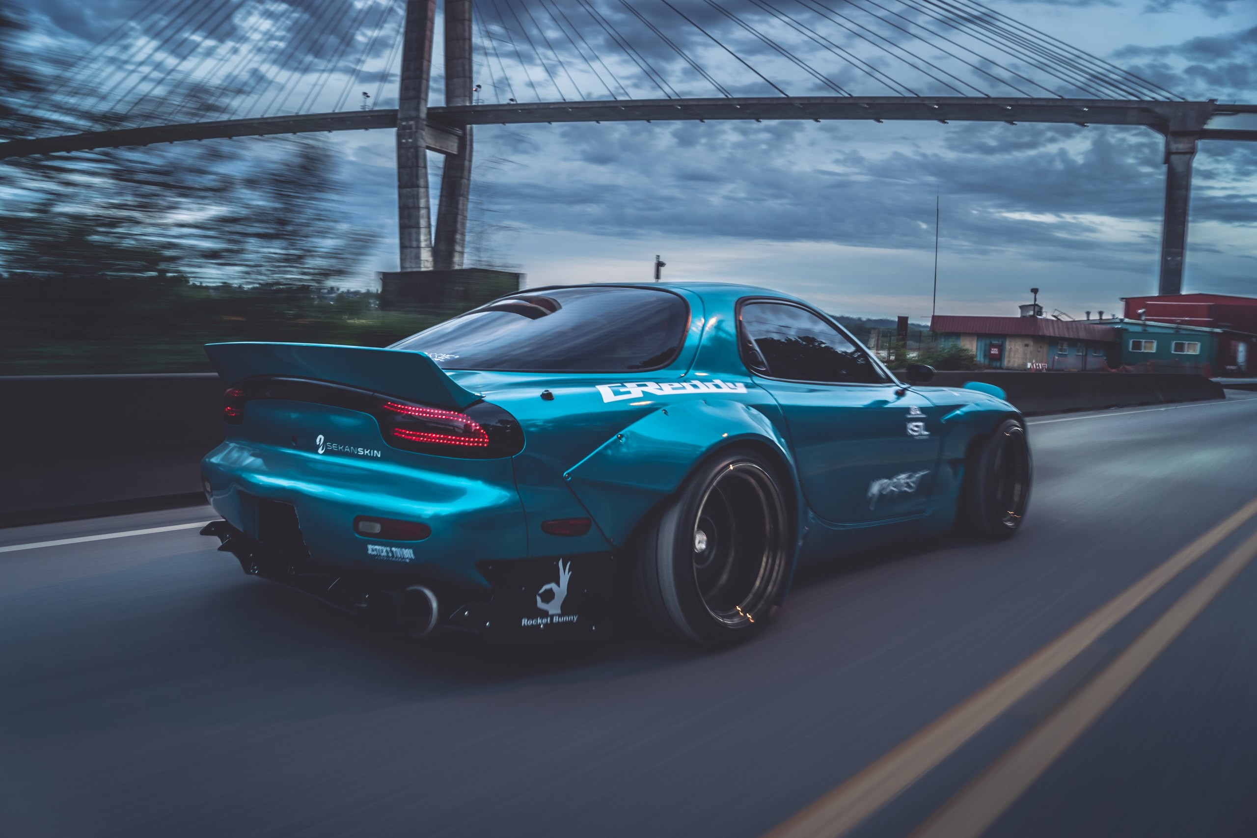 Mazda Rx 7 Wallpapers Mazda Rx7 Rocket Bunny Blue Hd Wallpaper Backgrounds Download