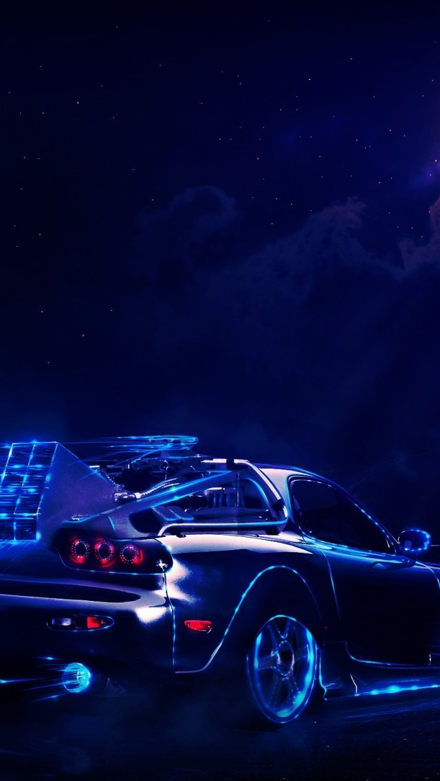 Back To The Future, Mazda Rx7, Moon, Digital Art - Back To The Future Wallpaper Hd , HD Wallpaper & Backgrounds