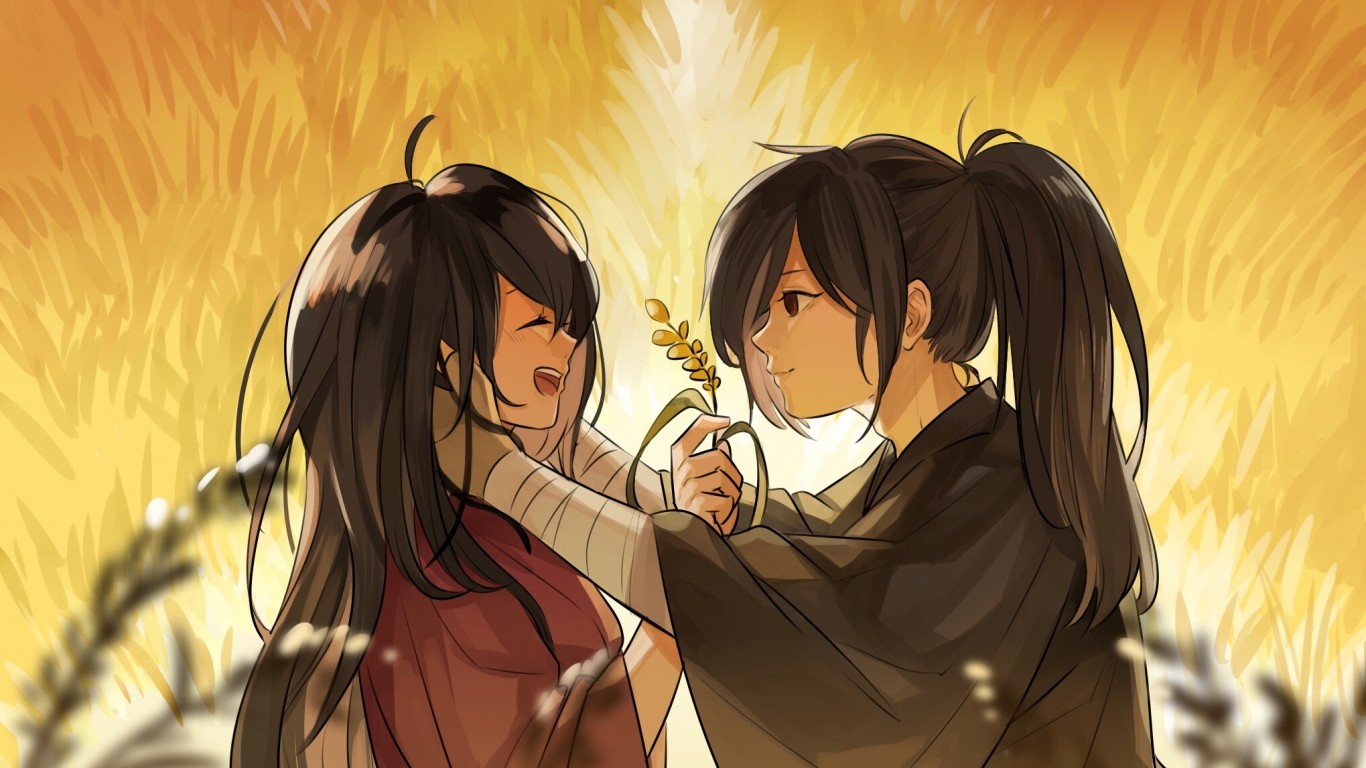 Hyakkimaru X Mio Romance Dororo Couple Smiling Dororo Hyakkimaru X Mio Hd Wallpaper Backgrounds Download