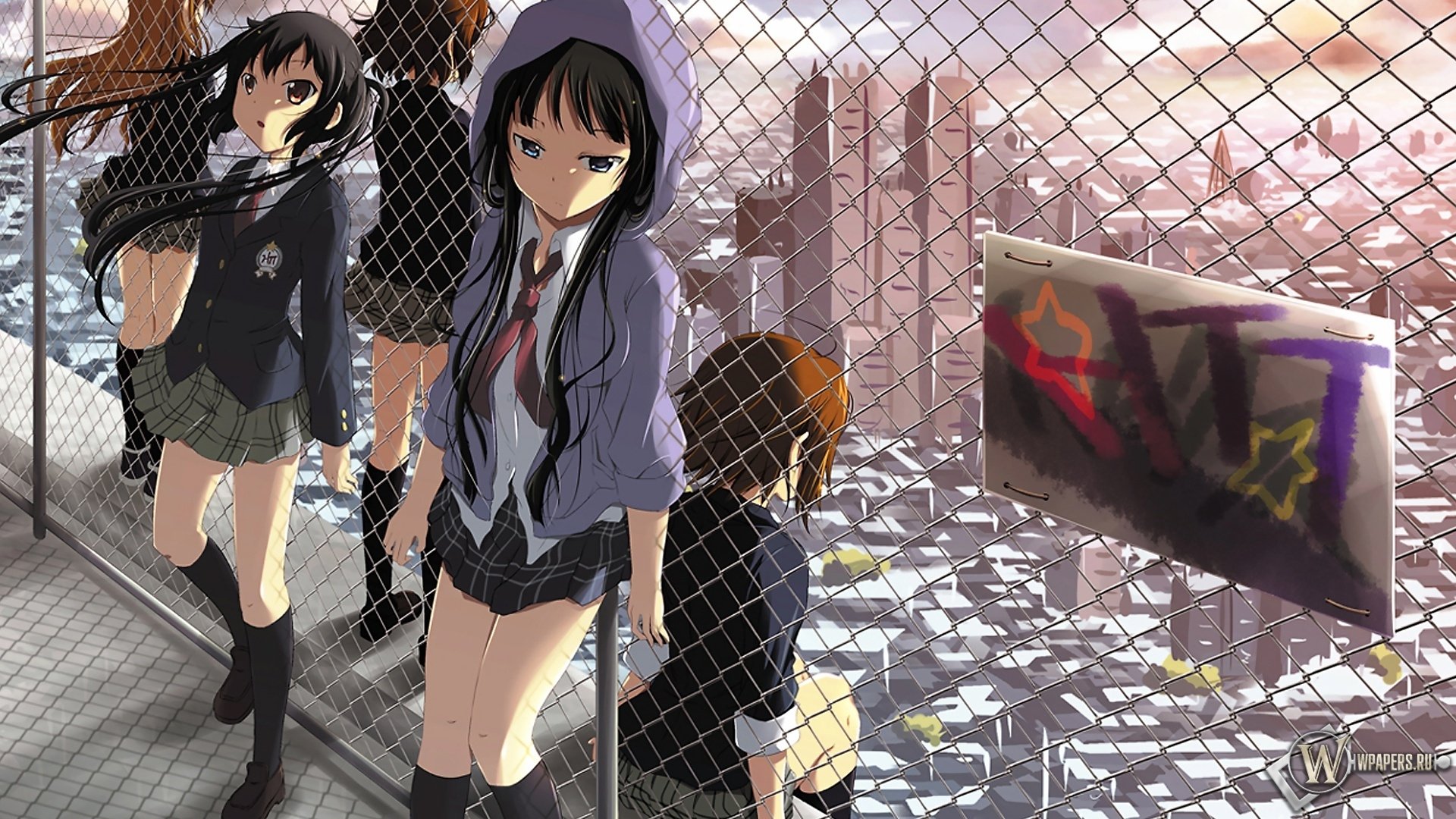 Mio Akiyama - Anime Top Of Building , HD Wallpaper & Backgrounds