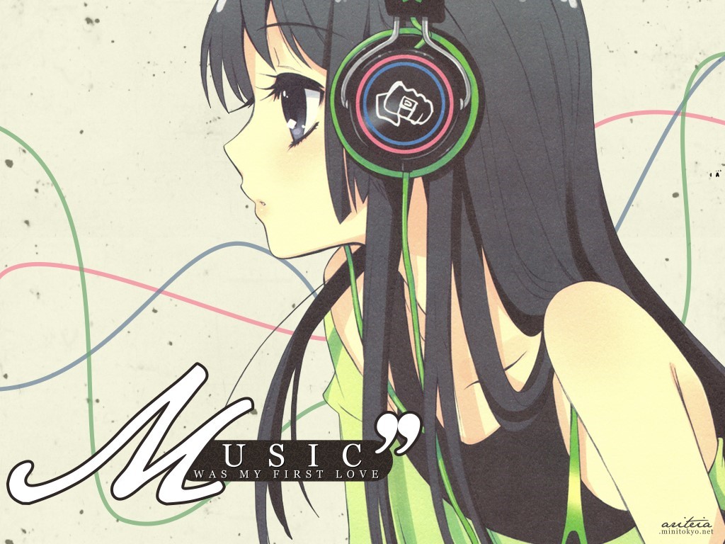 Kakifly, Noizi Ito, Kyoto Animation, K-on , Mio Akiyama - Anime Girl Green Headphones , HD Wallpaper & Backgrounds