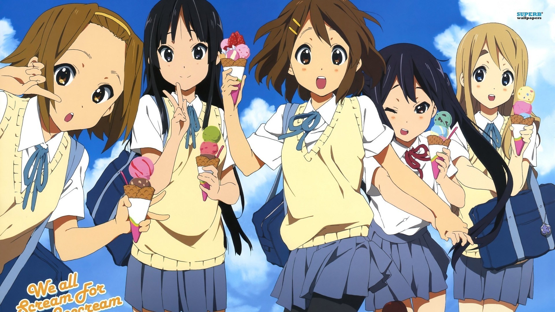 Yui Hirasawa Tsumugi Kotobuki Ritsu Tainaka Mio Akiyama - K On Desktop Background , HD Wallpaper & Backgrounds