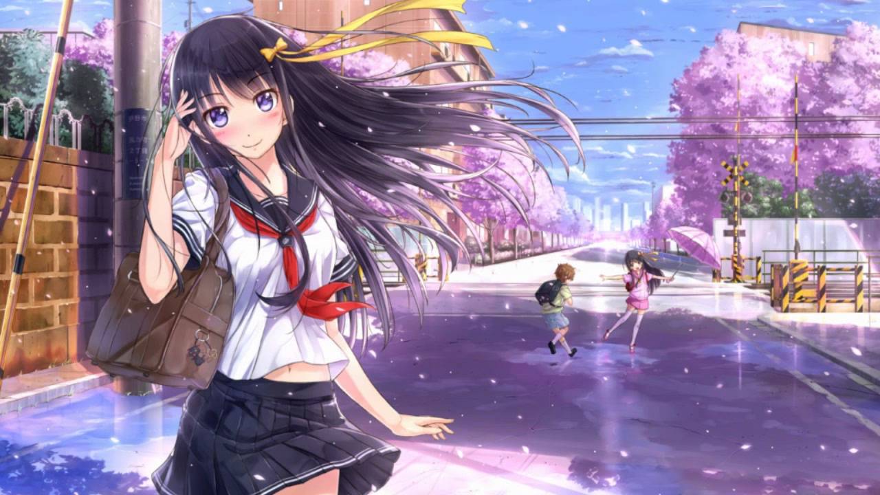 Anime Girl Full School Uniform 1697565 Hd Wallpaper