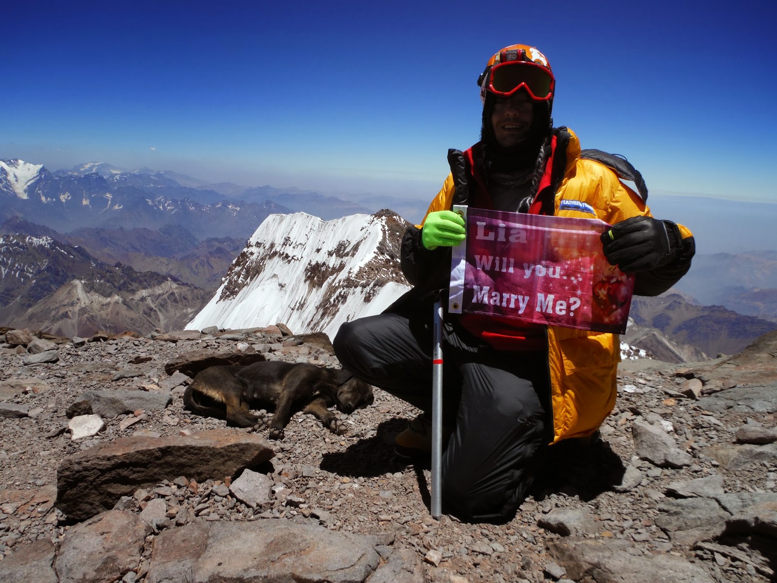 Will You Marry Me Flag On The Summit Of Aconcagua - Aconcagua , HD Wallpaper & Backgrounds