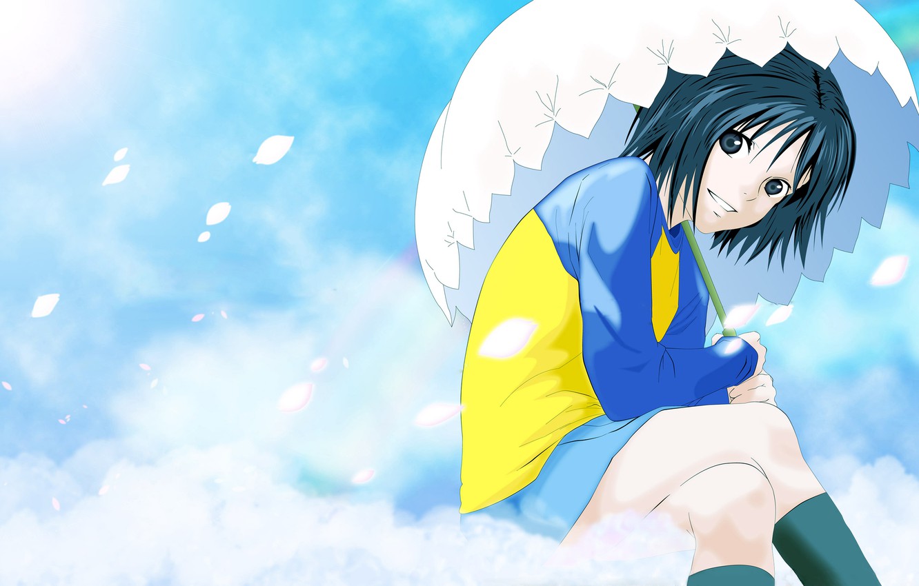 Photo Wallpaper Umbrella, Anime, Smile - Misaki Welcome To The Nhk , HD Wallpaper & Backgrounds