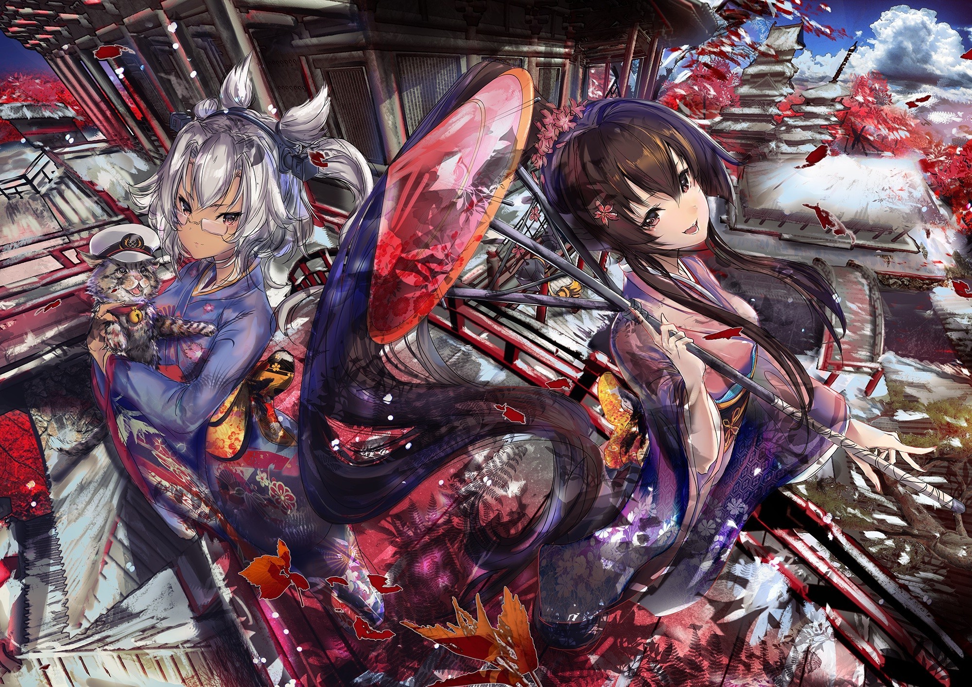 Anime Girls, Anime, Kantai Collection, Anthropomorphism, - Yamato And Musashi Kancolle , HD Wallpaper & Backgrounds