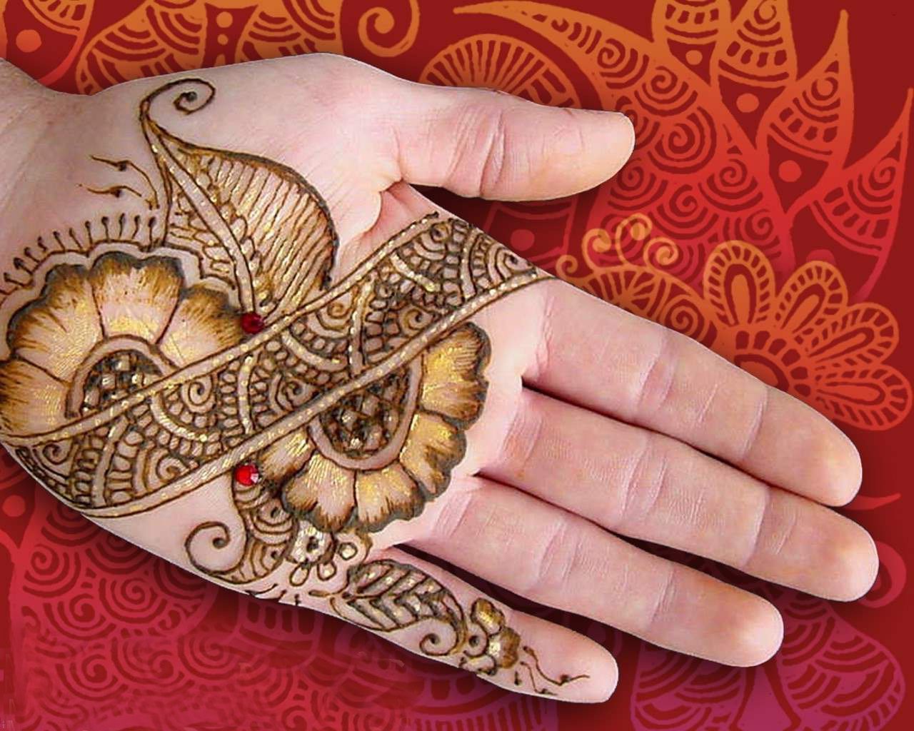 Mehndi Design With Golden Colour Images - Mehndi Designs For Girls , HD Wallpaper & Backgrounds