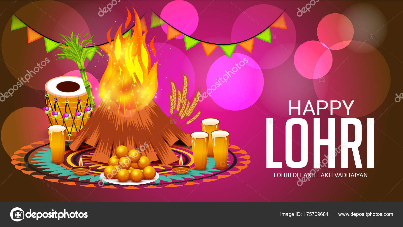 Vector Illustration Festival Happy Lohri Background - Happy Lohri Makar Sankranti , HD Wallpaper & Backgrounds