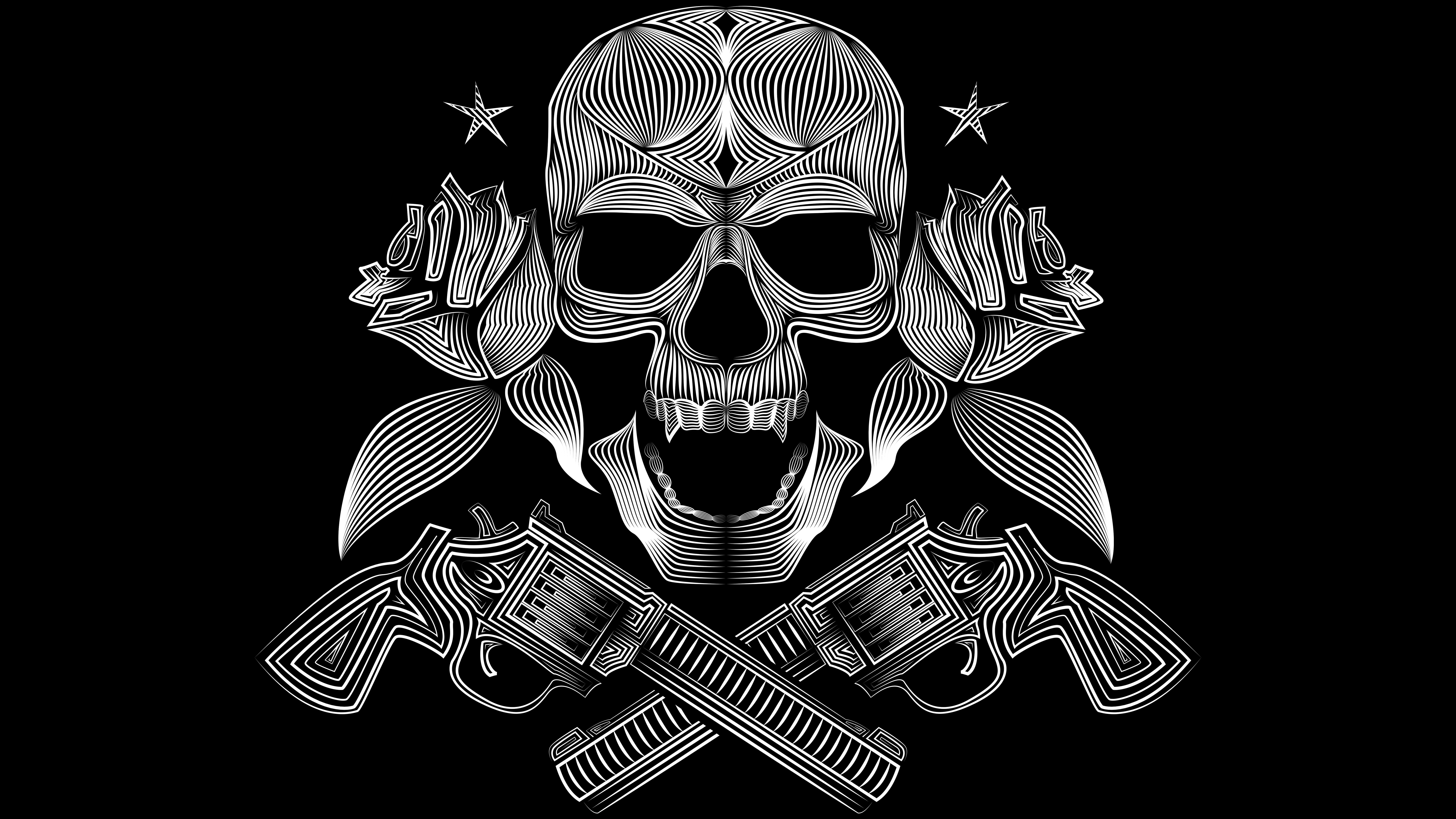 Skull Gun N Roses 8k Rk - Guns And Roses Wallpaper Hd , HD Wallpaper & Backgrounds