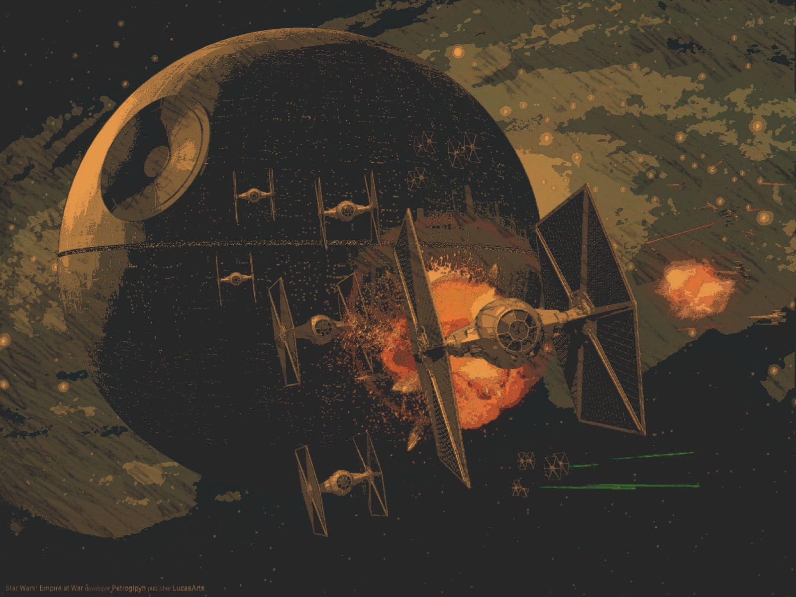 Bintang Wars Wallpaper Titled Luar Angkasa Battle - Death Star And Tie Fighters , HD Wallpaper & Backgrounds