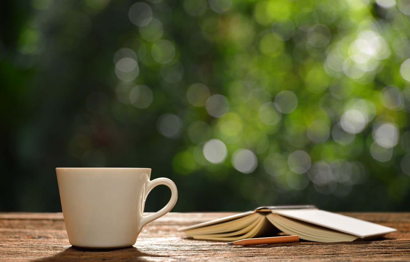 Photo Wallpaper Coffee, Morning, Cup, Book, Hot, Heart, - Hd Coffee With Book , HD Wallpaper & Backgrounds