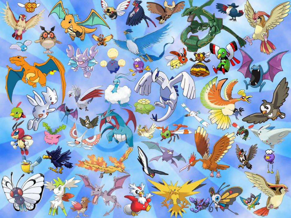 Video Games, Animals, Flying,cute, Pokemon Wallpaper - Ash All Flying Pokemon , HD Wallpaper & Backgrounds