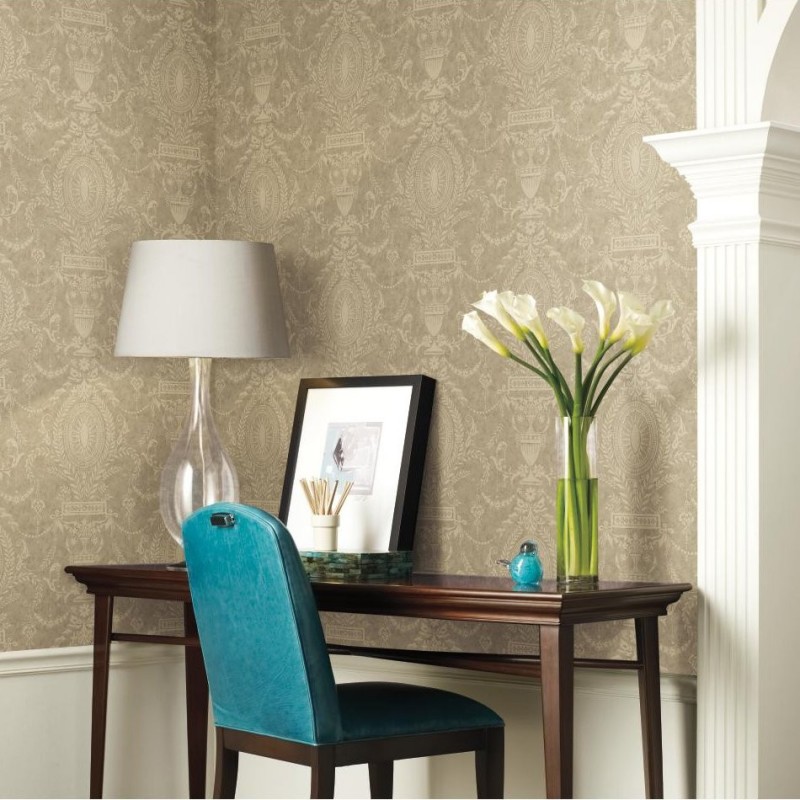 Neoclassical Urn Wallpaper - Candice Olson Wallpaper Grasscloth , HD Wallpaper & Backgrounds