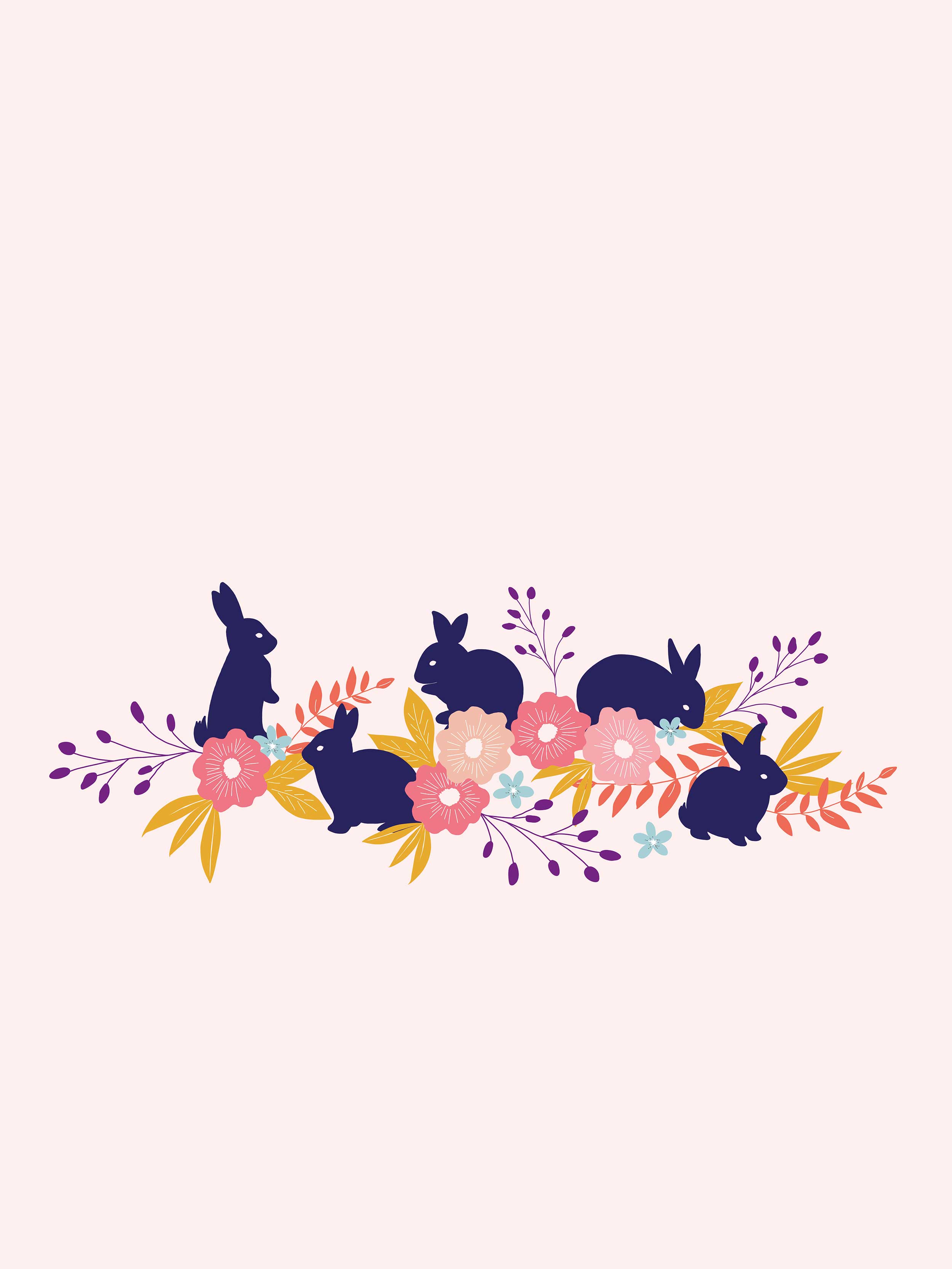 Bunny Floral Wallpaper - Bunny Wallpaper Tablet , HD Wallpaper & Backgrounds