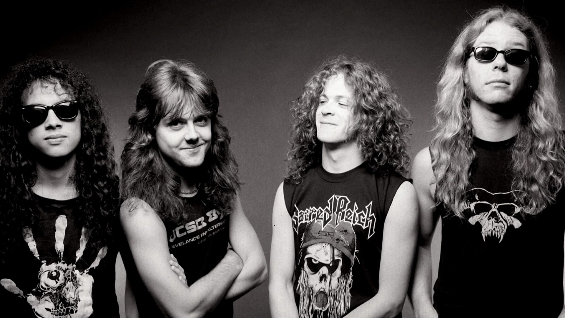 Metallica Lars Ulrich Kirk Hammett Jason Newsted James - Metallica Black And White , HD Wallpaper & Backgrounds