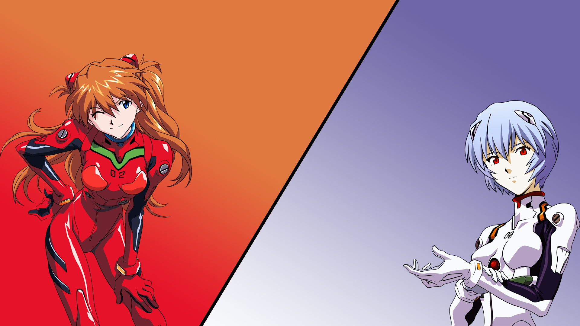 Rei And Asuka Wallpaper - Neon Genesis Evangelion Rei Asuka , HD Wallpaper & Backgrounds