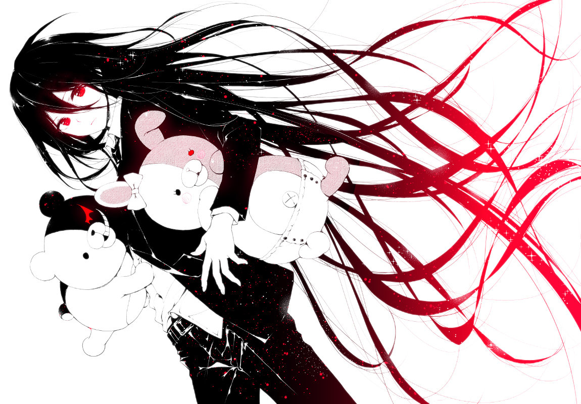 イ ラ ス ト Danganronpa - Black And Red Hair Anime Girl , HD Wallpaper & Backgrounds