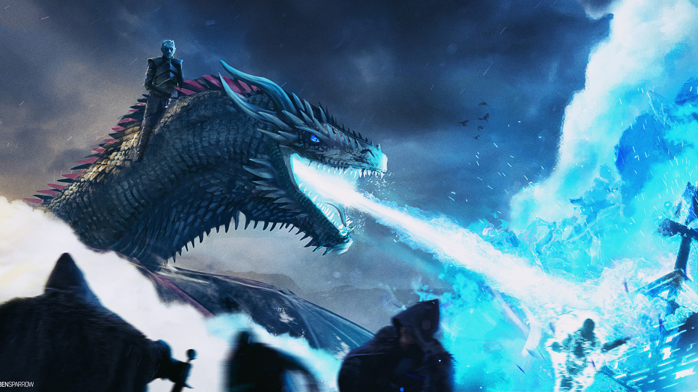 White Walker And Dragon Breaching The Wall Xp - Got Season 8 White Walkers , HD Wallpaper & Backgrounds