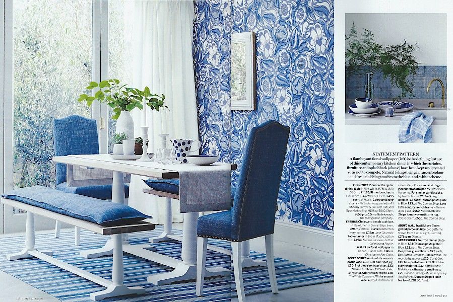 La Foret Wallpaper → Christopher Farr Cloth - Blue Wallpaper For Dining Room , HD Wallpaper & Backgrounds