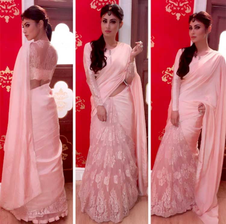 Mouni Roy Looks Regal In This Pink Saree - Naagin Mouni Saree Mouni Roy , HD Wallpaper & Backgrounds