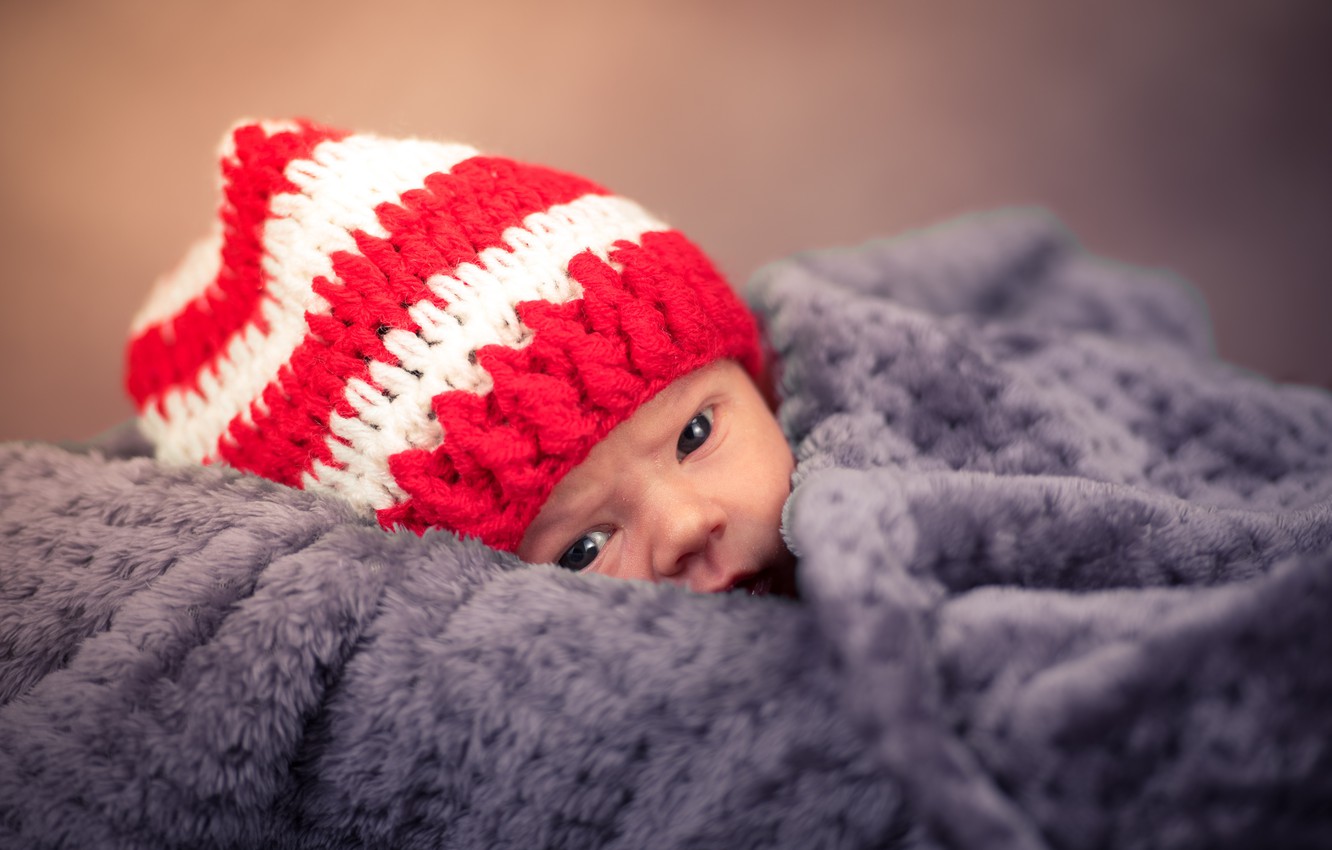 Photo Wallpaper Look, Baby, Plaid, Child, Cap, Newborn - New Born Baby Gud Morning Hd , HD Wallpaper & Backgrounds