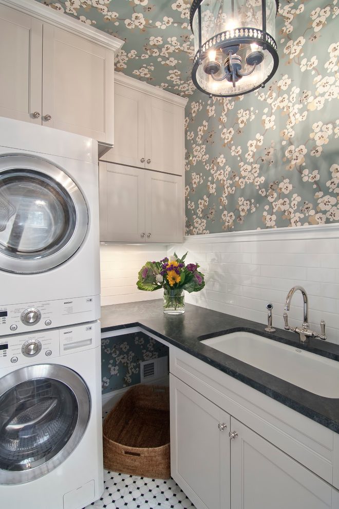 Minneapolis Wallpaper Laundry Room Traditional With - Kitchen , HD Wallpaper & Backgrounds