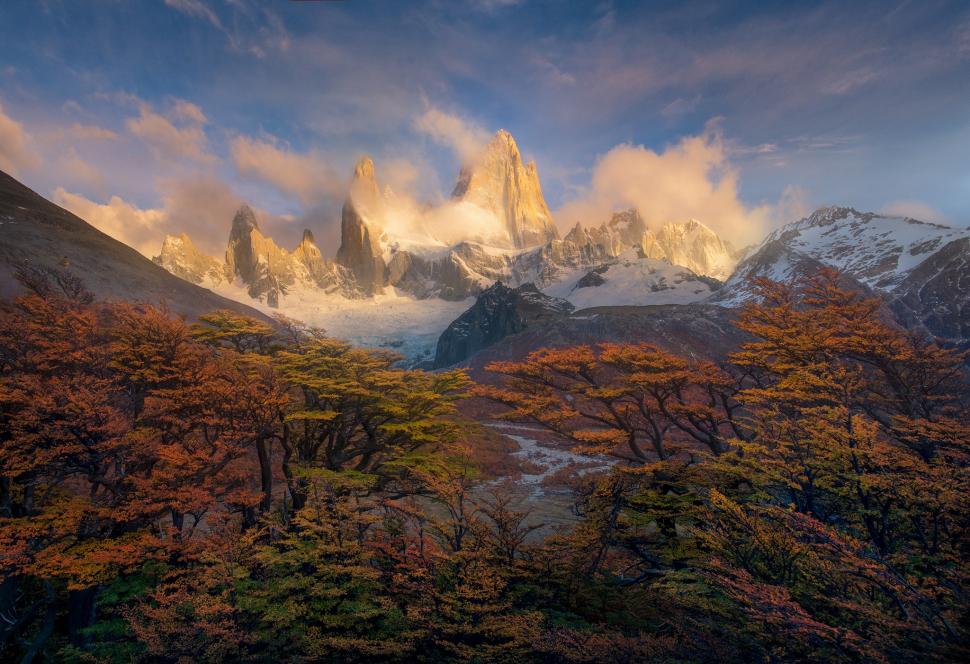 South America, Patagonia, Autumn Wallpaper - Monte Fitz Roy Marc Adamus , HD Wallpaper & Backgrounds