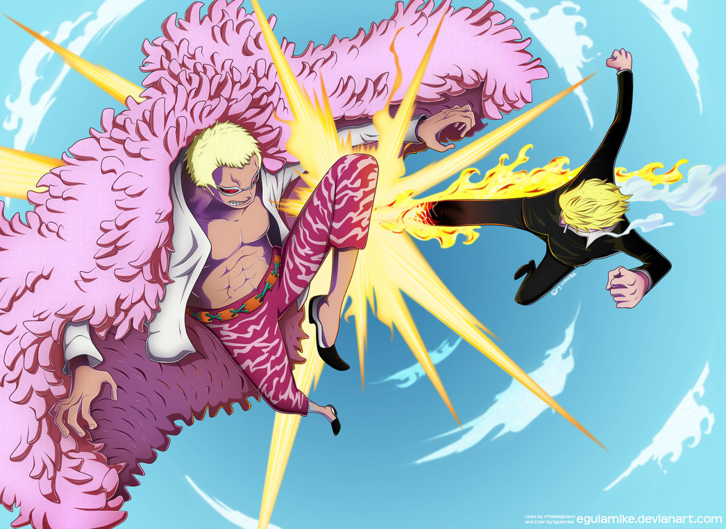 Luffy Vs Doflamingo Wallpaper - One Piece Sanji Vs Doflamingo , HD Wallpaper & Backgrounds