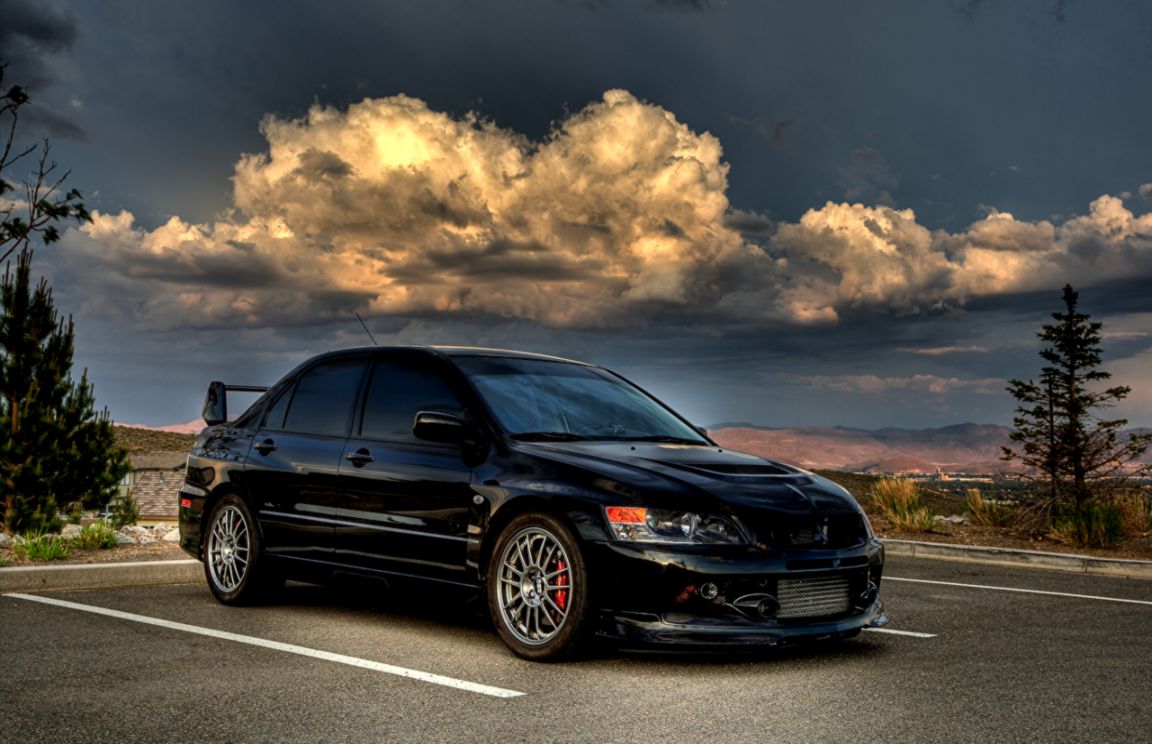 Image Mitsubishi Lancer Evolution Parking Hdri Black - Black Lancer Evo 9 , HD Wallpaper & Backgrounds