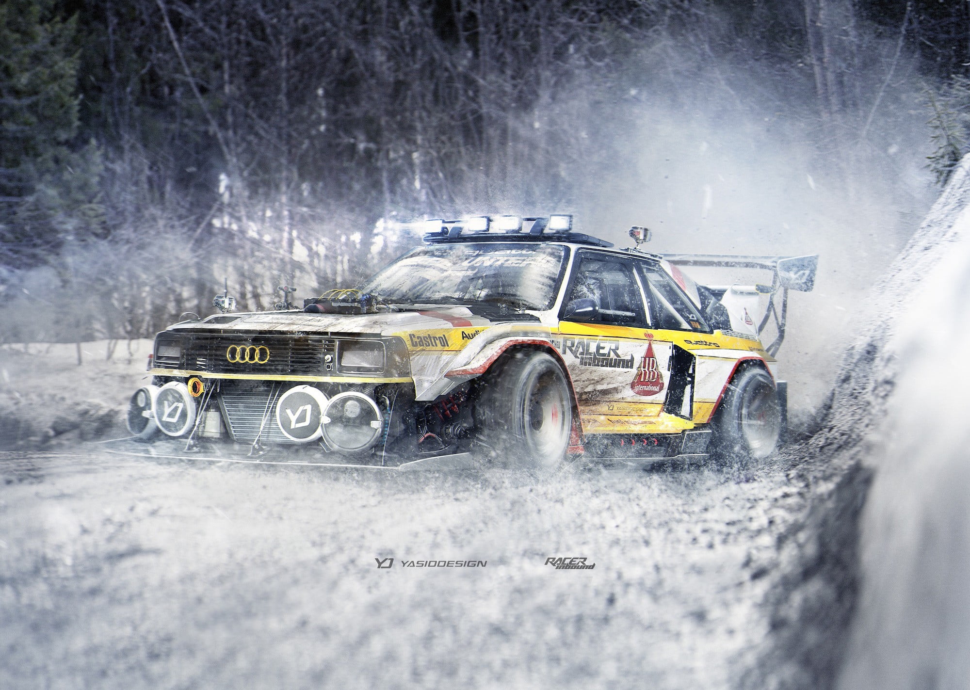 Yellow And Black Audi Rally Car, Car, Yasiddesign, - Audi Quattro Rally Snow , HD Wallpaper & Backgrounds