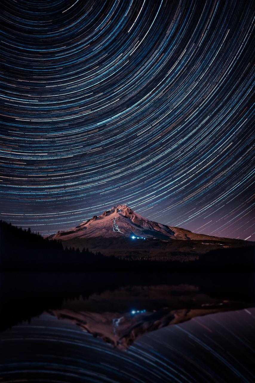 Star Trails Over Mt - Night , HD Wallpaper & Backgrounds