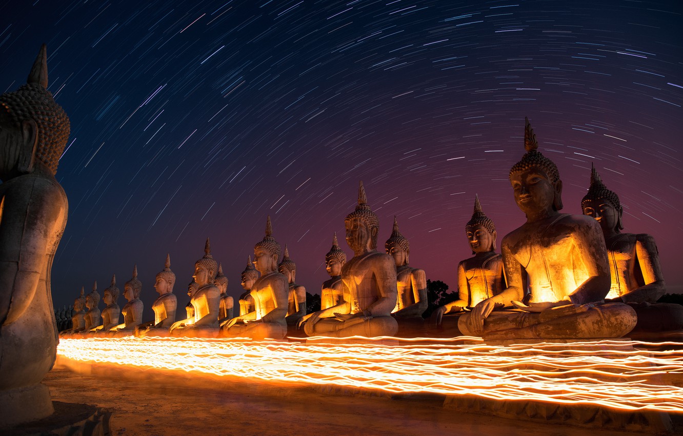 Photo Wallpaper The Sky, Stars, Night, Thailand, Thailand, - Buddha Night , HD Wallpaper & Backgrounds
