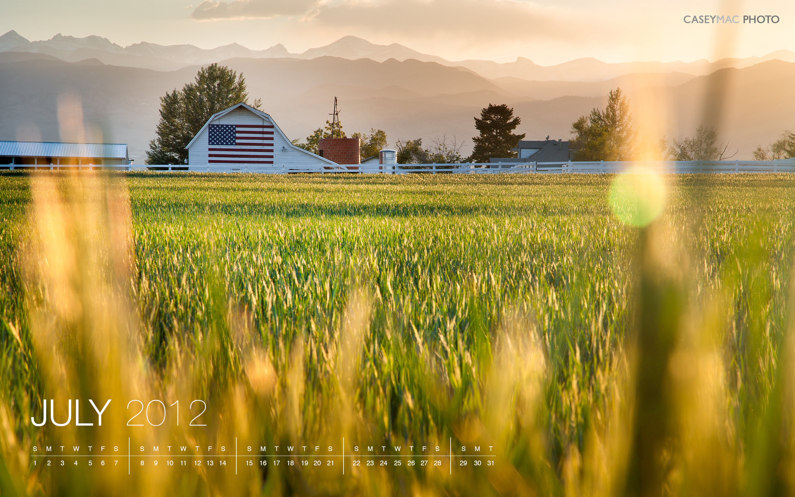 Wide Screen With July 2012 Calendar - Barn With American Flag , HD Wallpaper & Backgrounds
