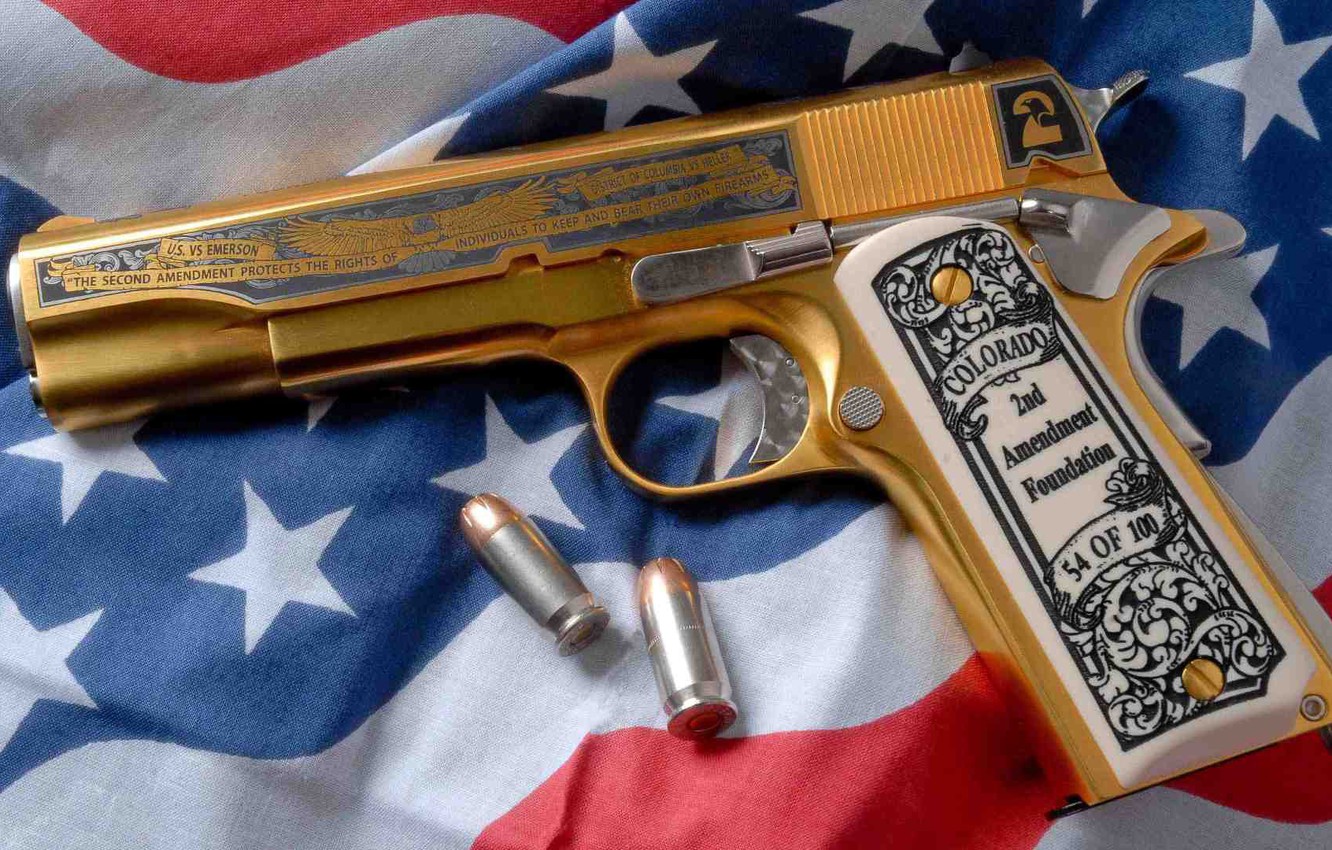 Photo Wallpaper Gun, Weapons, Gun, Golden, Gold, Weapon, - Golden Pistol , HD Wallpaper & Backgrounds