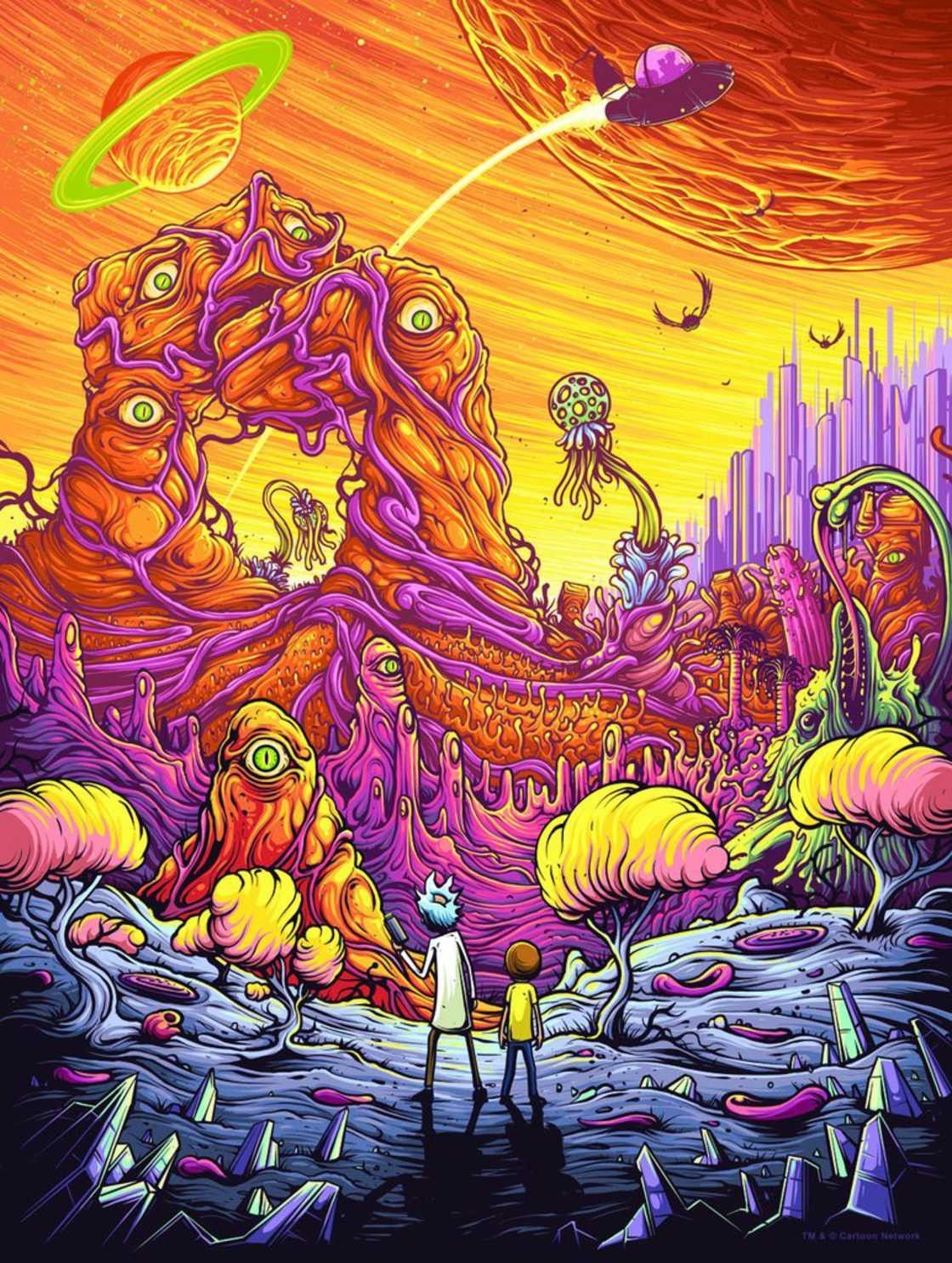 Rick & Morty By Dan Mumford - Rick And Morty Trippy Art , HD Wallpaper & Backgrounds