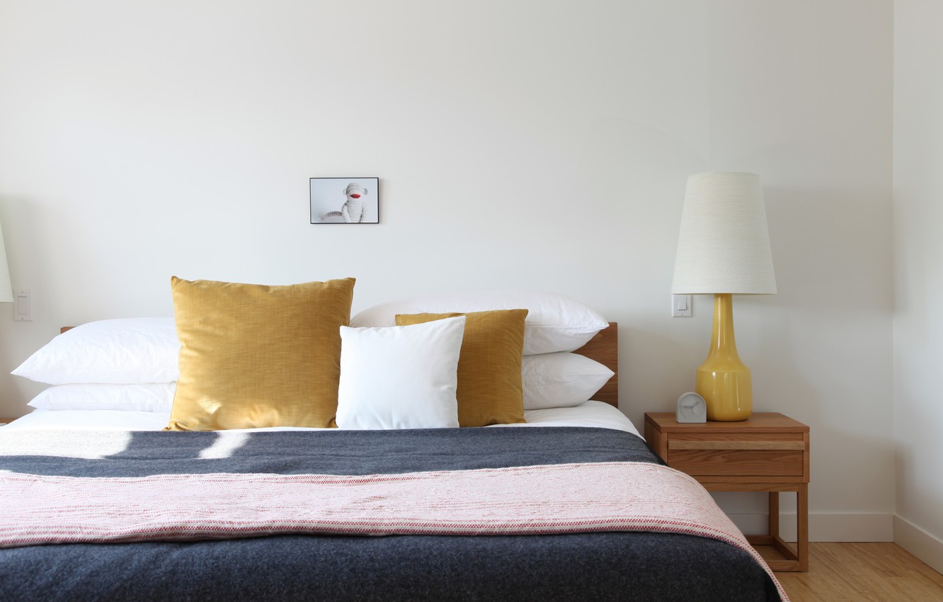 Photo Wallpaper Lamp, Bed, Pillow - Medida Cama 135 , HD Wallpaper & Backgrounds