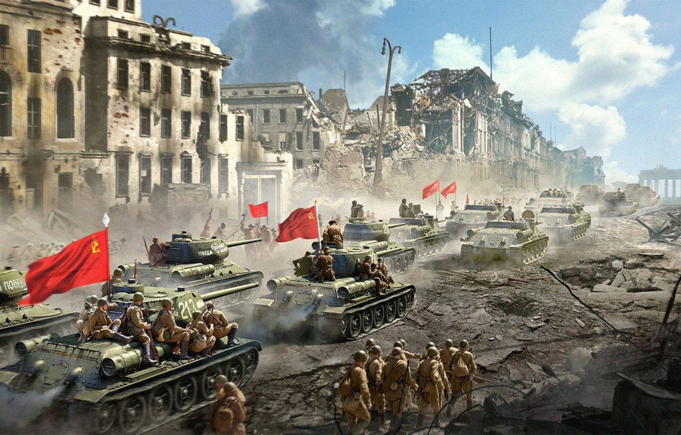 Photo Wallpaper The City, Army, Ussr, Soldiers, Flags, - Ussr City , HD Wallpaper & Backgrounds
